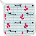thumbnail image 1 of Polyester Insulation Kitchen Oven Mitts Potholder Apron 3Pcs Set Dachshund Holding Balloons Non Slip Heat Resistant Gloves for Baking Cooking BBQ, 1 of 7