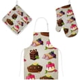 thumbnail image 1 of Polyester Insulation Kitchen Oven Mitts Potholder Apron 3Pcs Set Sweets Dessert Non Slip Heat Resistant Gloves for Baking Cooking BBQ, 1 of 7