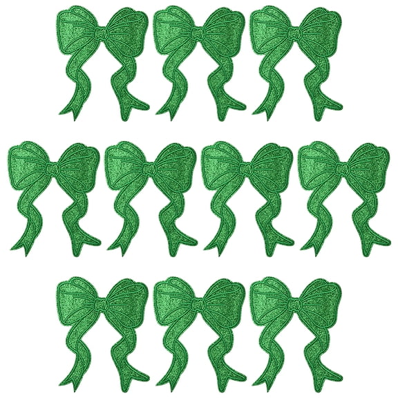Polyester Iron on/Sew On Patches Hot Melt Adhesive Cloth Appliques Bowknot Green 152x116x1mm