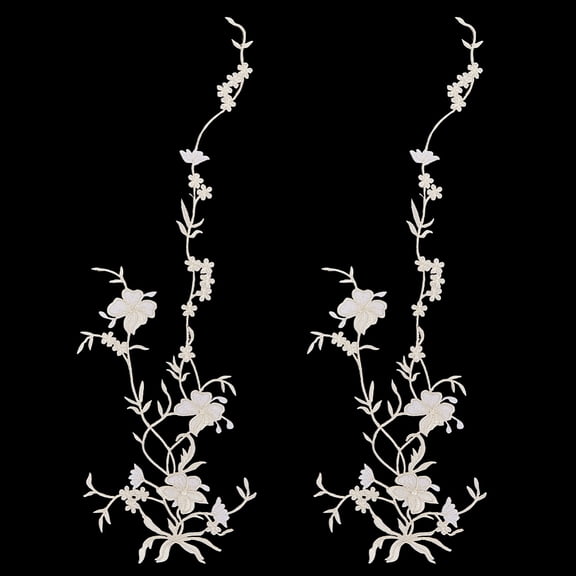 Polyester Iron on/Sew On Patches Hot Melt Adhesive Cloth Appliques Flower Snow 535x173x1mm
