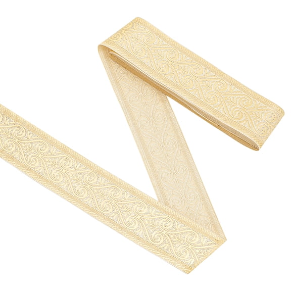 Polyester Jacquard Flower Ribbons Lemon Chiffon 2 inch(50mm) for DIY