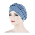 thumbnail image 1 of Polyester Jean Bucket Hats for Unisex Blue Baseball cap Chemo Cancer Head Hat Ethnic Bohemian Pre-Tied Twisted Braid Hair Cover Wrap Turban Headwear, 1 of 2