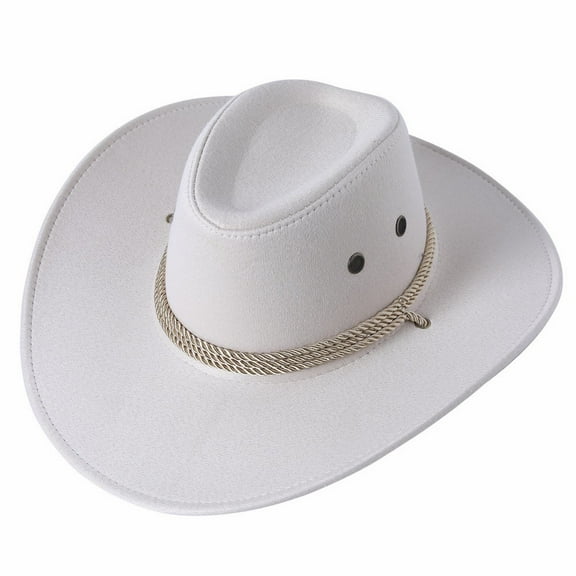 Polyester Jean Cowboy Hat for Women White Fashionable Fedora Fedoras Men Wide Dress Women's And Hats M
