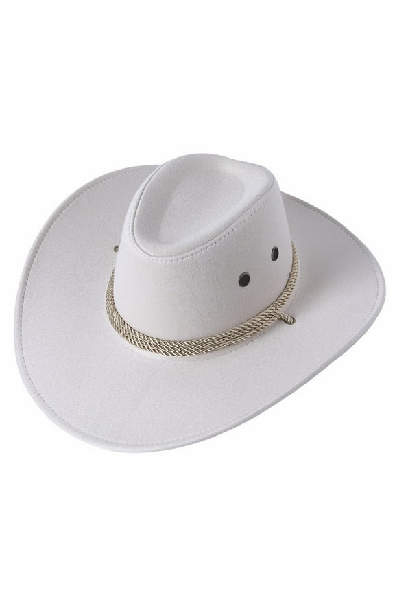 Polyester Jean Cowboy Hat for Women White Fashionable Fedora Fedoras Men Wide Dress Women's And Hats M