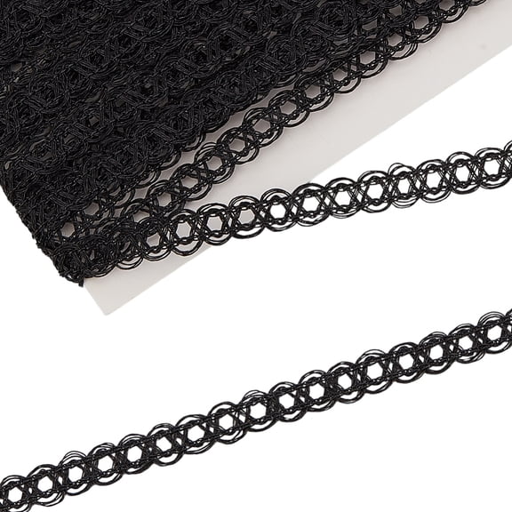 Polyester Lace Ribbon Clothes Accessories Black 1/4 inch(5mm)