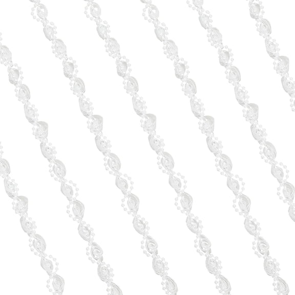 Polyester Lace Ribbon with Plastic Pearl White 3/8~1/2 inch(11~13mm)