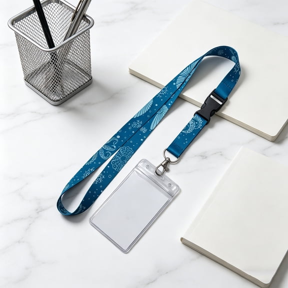 Polyester Lanyard with Card Holder, High Definition Printing for Employee ID Badges, Adjustable Woven Strap