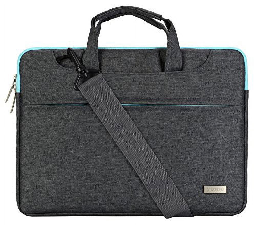 Polyester Laptop Shoulder Bag for 15-15.6 Inch 2017/2016 MacBook Pro with Touch Bar A1707, MacBook Pro, Notebook, Compatible with 14 Inch Ultrabook with Back Belt for Trolly Case, Gray