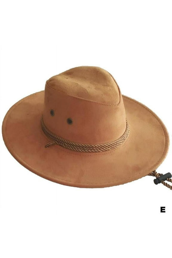 Polyester Large-Brim Western Rope Cowboy Hat for Men, Suitable for Any Season