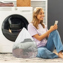 Polyester Large Mesh Laundry Bag, with Drawstring for Delicates, Durable for Family Dorm, Wash & Storage Helper