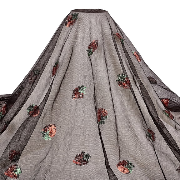 Polyester Lase Fabric for Clothing Accessories Strawberry Black 150mm 2yard/pc DIY