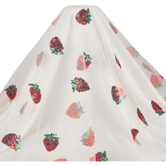 Polyester Lase Fabric for Clothing Accessories Strawberry White 150mm 2yard/pc
