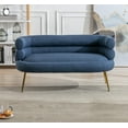 thumbnail image 1 of Polyester Leisure Sofa Accent Chair with a Sleek Design Modern Button Wingback Vanity Chair with Arms Upholstered Tall Back Desk Chair with Metal Legs for Living Room Bedroom Waiting Room(Navy), 1 of 8