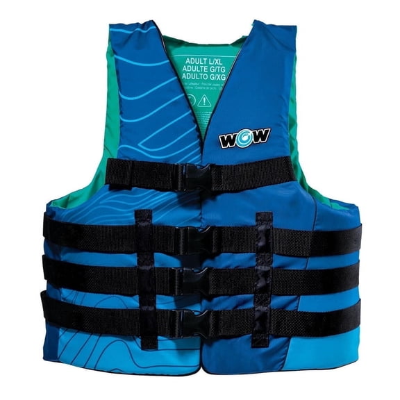 WOW Sports Polyester Life Vests S/M Blue, USCG Approved, Boating, Swimming, Watersports