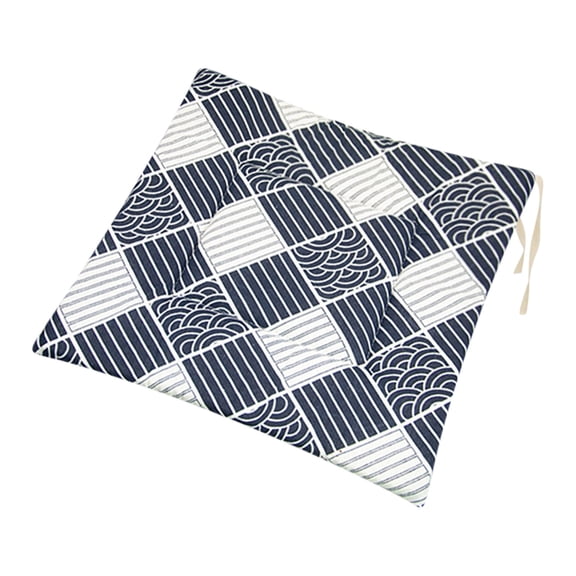 Polyester Linen Printed Rectangle Chair Cushion - Japanese Style Floor Cushion for Futon, Home & Meditation - Thick Seat Pad with Non-Slip Design