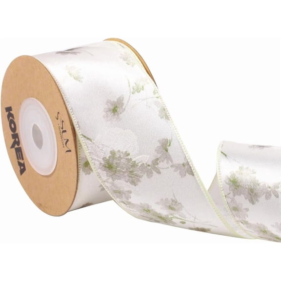 Polyester Lock Edge Printed Flower Ribbon DIY Hair Bows Crafts Gift Wrapping Handmade Accessories Decoration Lilac 1-1/2 inch(38mm) diy