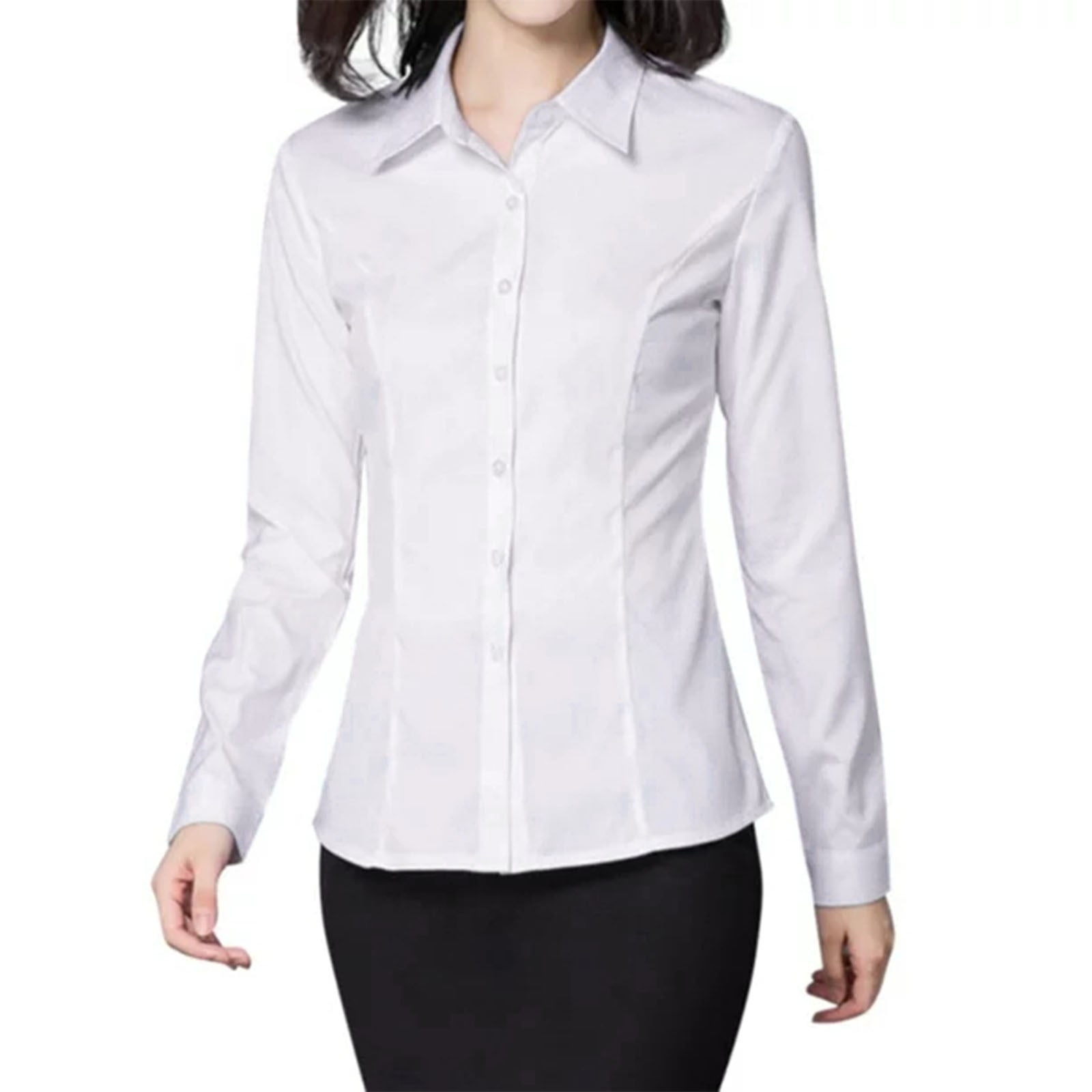 Polyester Long Sleeve Dress Shirts for Women White Workwear Work Women'S Shirt Slim Tight Multi Size Choice Large Occasion L - Walmart.com Polyester Long Sleeve Dress Shirts for Women White Workwear Work Women'S Shirt Slim Tight Multi Size Choice Large Occasion L - Walmart.com