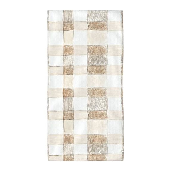 Polyester Long Towel Multi-Size Water Absorption Good Bright Fluffy Soft For Bathroom Swimming Pool Beach Outdoor Travel Beige Checked Hand-Drawn Sketch_2