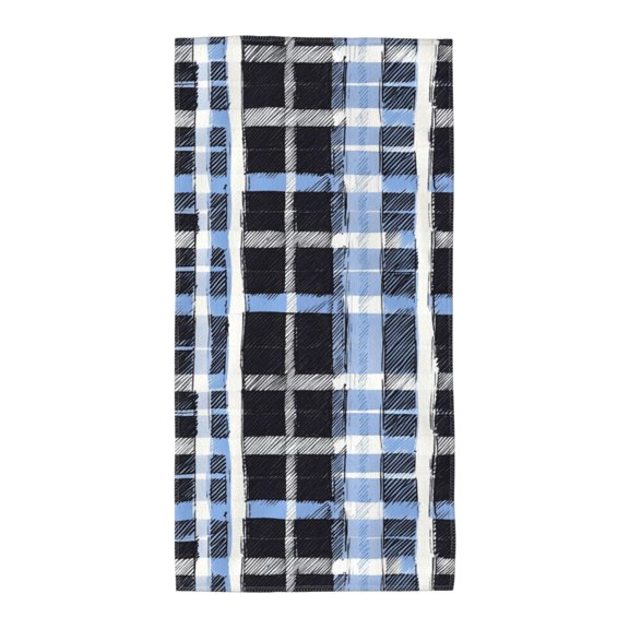 Polyester Long Towel Multi-Size Water Absorption Good Bright Fluffy Soft For Bathroom Swimming Pool Beach Outdoor Travel Mediumblue Houndstooth Buffalo Plaid Tartan Check Scotland Hand-Drawn Sketch_3