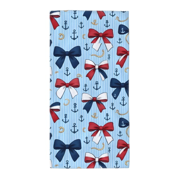Polyester Long Towel Multi-Size Water Absorption Good Bright Fluffy Soft For Bathroom Swimming Pool Beach Outdoor Travel Nautical Theme Ribbon Bow Pattern