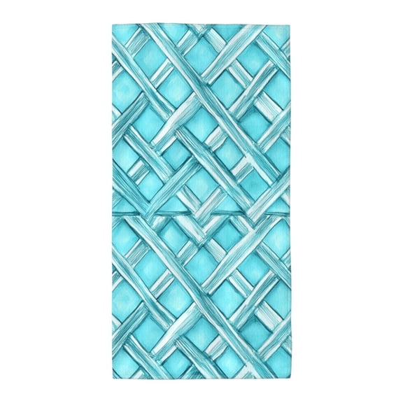 Polyester Long Towel Multi-Size Water Absorption Good Bright Fluffy Soft For Bathroom Swimming Pool Beach Outdoor Travel Turquoise Moroccan Trellis Hand-Drawn Sketch_1