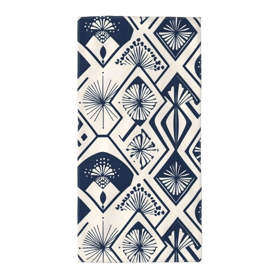 Polyester Long Towel Multi-Size Water Absorption Good Bright Fluffy Soft For Bathroom Swimming Pool Beach Outdoor Travel Navy Geometric Patterns_2