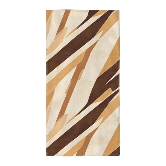 Polyester Long Towel Multi-Size Water Absorption Good Bright Fluffy Soft For Bathroom Swimming Pool Beach Outdoor Travel Tan Geometric Lines_4