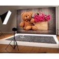 thumbnail image 1 of Polyester Lovely Bear Toy Backdrop 7x5ft Romantic Flowers Wooden Wall Floordrop Baby Shower Theme Decoration Children Birthday Party Kids Room Wallpa, 1 of 3