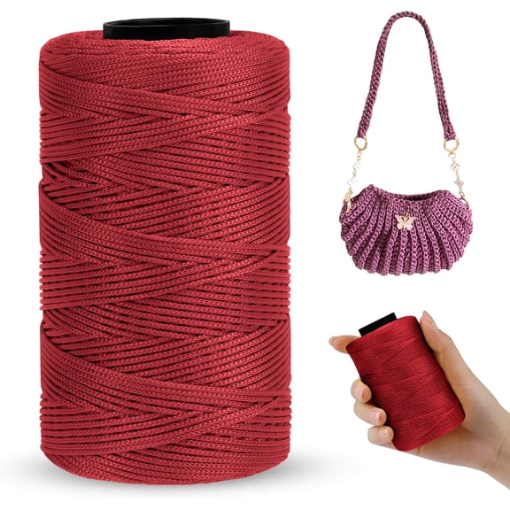 Polyester Macrame Cord 1mm x 251yards, Braided Polypropylene for Crocheting, Handbag, Beading, DIY Crafts (Fuchsia) Fuchsia 251 yards