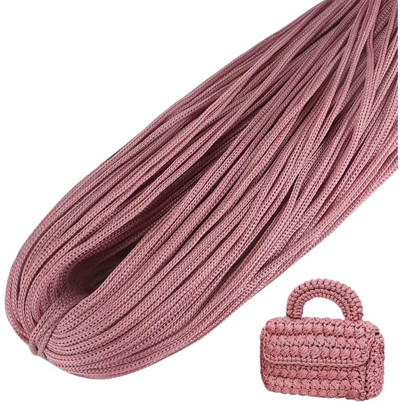 Polyester Macrame Cord 3mm x 218 Yards (656ft), Braided Polyethylene Rope Yarn, Yarn for Crocheting Bag, DIY Crafts, Wall Hangings, Rug (Flesh Pink) Beige