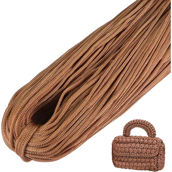 Polyester Macrame Cord 3mm x 218 Yards (656ft), Braided Polyethylene Rope Yarn, Yarn for Crocheting Bag, DIY Crafts, Wall Hangings, Rug (Light Khaki) Light Khaki