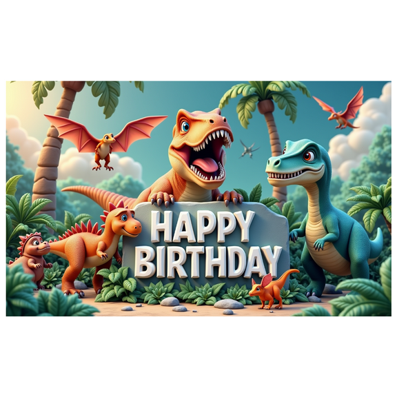 Polyester Material Dinosaur Birthday Banner Decorative Design Kids Party Celebration for Outdoor Party Indoor Decoration Birthday Event