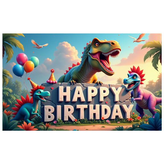 Polyester Material Dinosaur Birthday Banner Decorative Design Kids Party Celebration for Outdoor Party Indoor Decoration Birthday Event