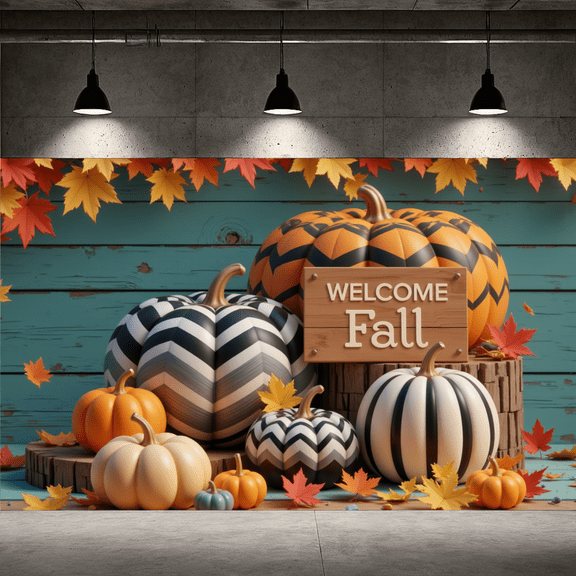 Polyester Material Fall Welcome Banner Decorative Pumpkins Maple Leaves for Autumn Party Indoor Decoration Seasonal Celebration