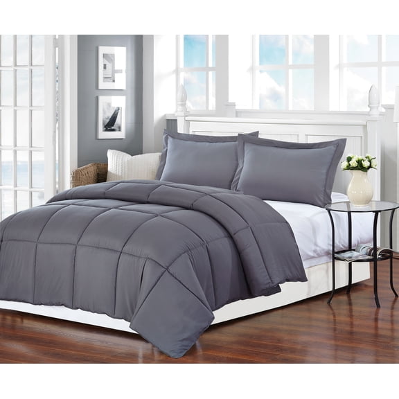 Polyester Medium Warmth Down Alternative Comforter Duvet Insert, Grey - King/Cal King