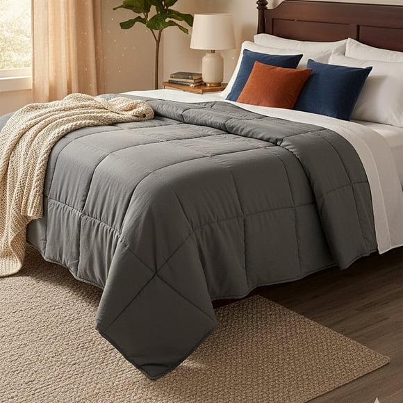 Polyester Medium Warmth Down Alternative Comforter Duvet Insert Queen (88" x 88", Grey)