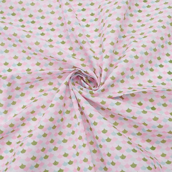 Polyester Mermaid Fish Scale Pattern Fabric Pink 100x145x0.02cm Clothing Accessories