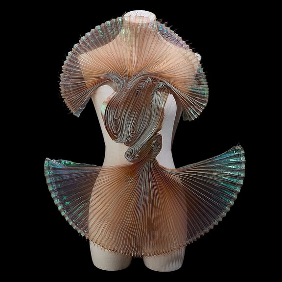 Polyester Mermaids Pleated Fabric Garment Accessory Orange 2000x1500x0.5mm