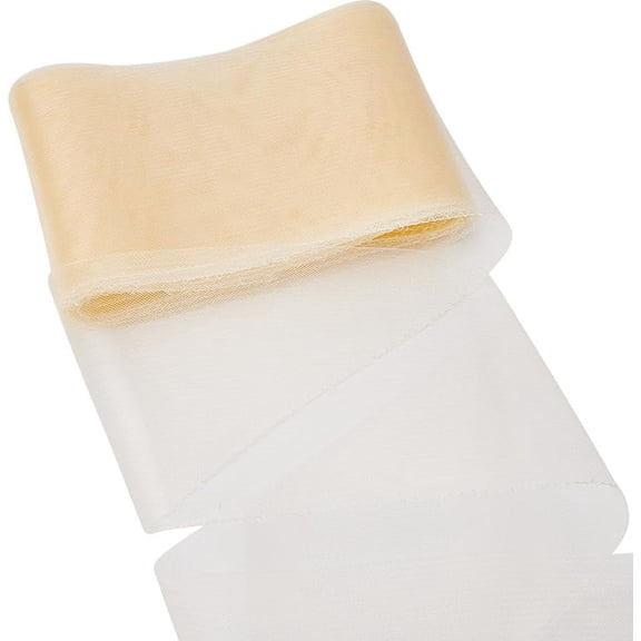 Polyester Mesh Fabric for Dress Costumes Decoration Champagne Yellow 160x0.4mm 30 yard/pc