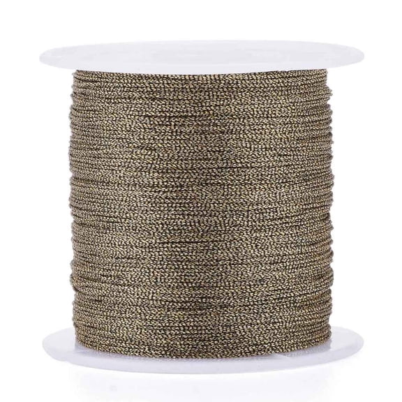 Polyester Metallic Thread for DIY Bracelets Making and Embroidery Coffee 0.4mm 6-Ply 54.68 yards(50m)/roll