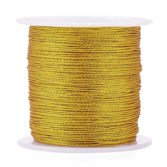 Polyester Metallic Thread for DIY Bracelets Making and Embroidery Gold 0.4mm 6-Ply 54.68 yards(50m)/roll for DIY