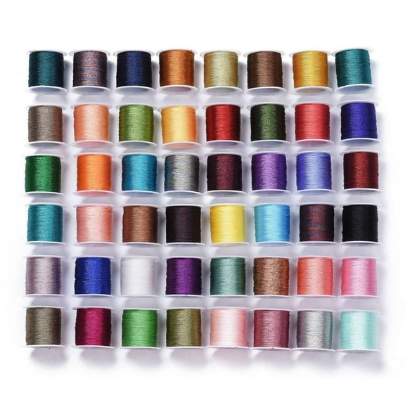 Polyester Metallic Thread for DIY Bracelets Making and Embroidery Mixed Color 0.6mm 9-Ply about 38.27 yards(35m)/roll
