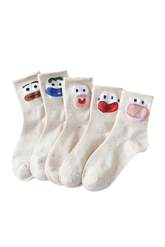 Polyester Mid-Calf Socks with Quirky Patterns for Teen Girls and Women in Autumn and Winter