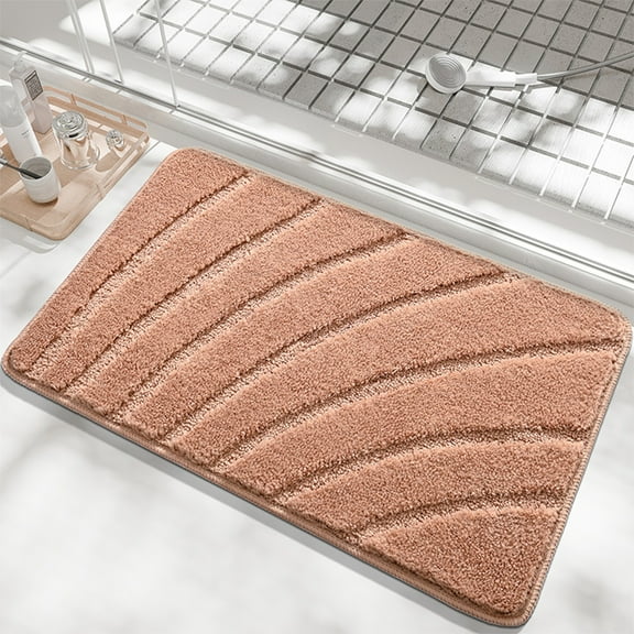 Polyester Non-Slip Bathroom Carpet, Absorbent and Fast Drying, Soft and Washable Rug for Bedroom & Bathroom, Non-Skid Foot Mat for Safe Use in Wet Areas