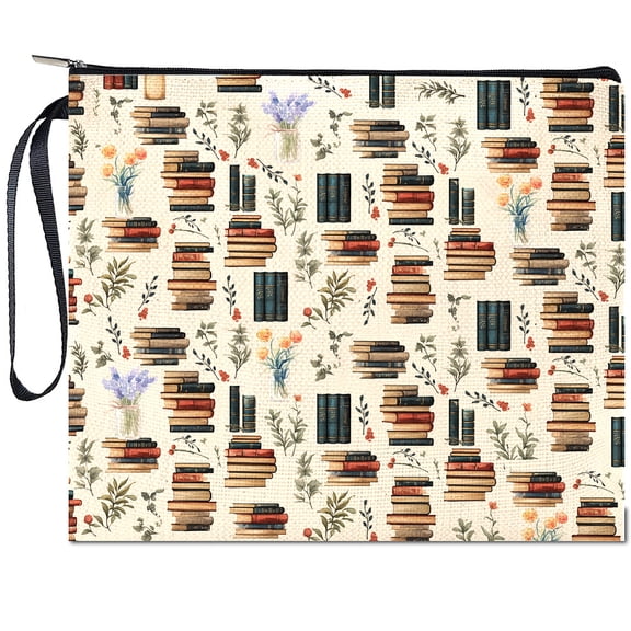 Polyester & Nylon Canvas Bag Multipurpose Travel Toiletry Pouch with Zipper Book 24x20cm