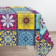 thumbnail image 1 of Polyester Oblong/Rectangle 60 x 120 Inch Washable Reusable Waterproof Table Cloth - Medallion Geometric Plaid Boho Morocco Tile Print Table Cover for Spring/Summer Decoration, 1 of 5