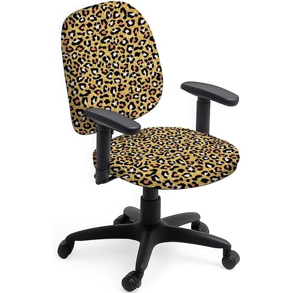Polyester Office Chair Cover Set 2pcs Leopard Chair Covers Cheetah Spotted Stretchable Chairs Slipcover for Universal Desk Rotating