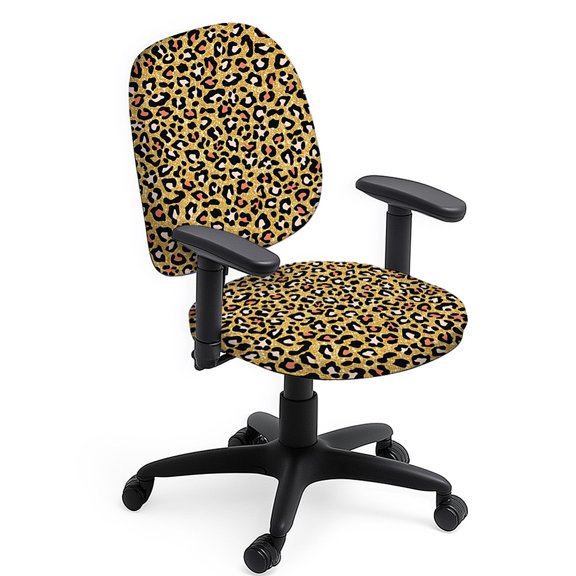 Polyester Office Chair Cover Set 2pcs Leopard Chair Covers Cheetah Spotted Stretchable Chairs Slipcover