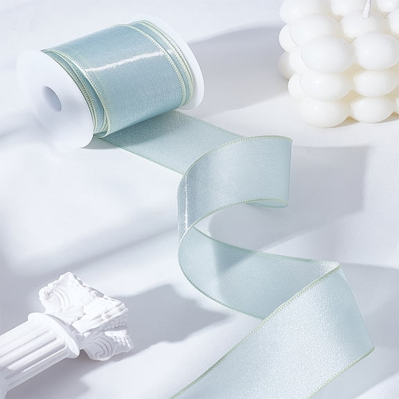 Polyester Organza Ribbon for DIY Veils Blushers Fascinators with Plastic Spools Medium Aquamarine 1-1/2 inch(38mm)