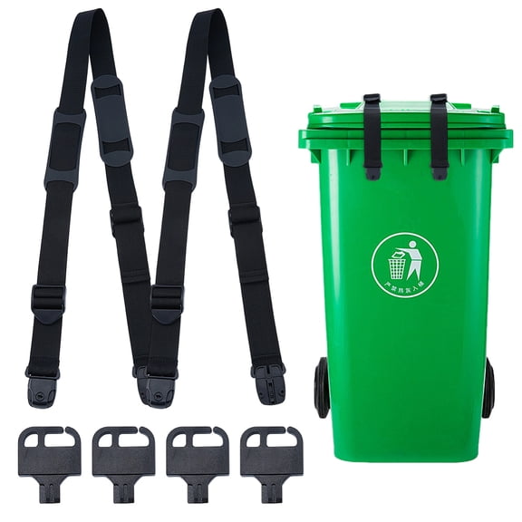 Polyester Outdoor Trash Can Storage Straps with Plastic Buckle Black 1270x37 -50x1 -15mm